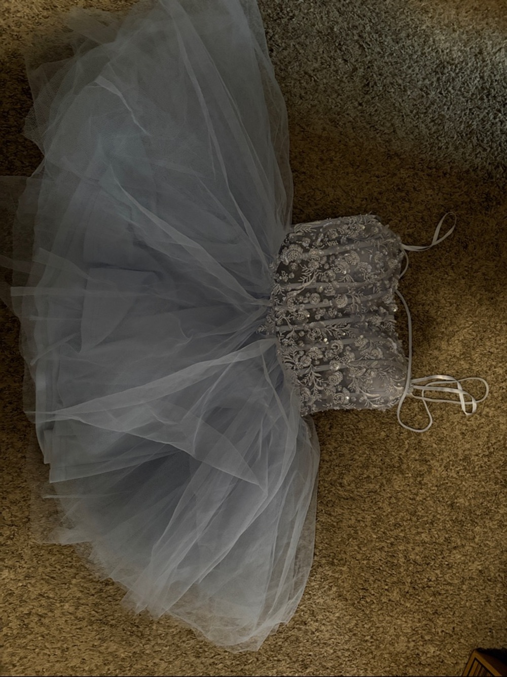 Windsor Girls Light Blue Tulle Formal Dress with Embroidered Bodice